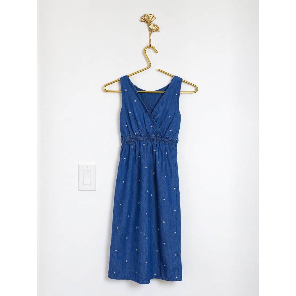 BODEN Girls Denim Daisy Embroidered Wide Leg Jumpsuit 7-8Y